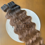Cabelo Telado/Tecido Morena Iluminada-T1B/108 Ondulado Fibra Russa 60cm 200g - Imagem 2