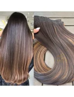 Kit Mega Hair 4 Telinhas TIC-TAC Morena Iluminada Chocolate Liso Bio Luxo Prime.