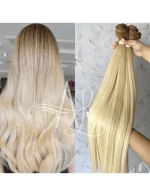 Cabelo Telado/Tecido Loiro Pérola Esfumado Claro Liso Fibra Russa 70cm 150g