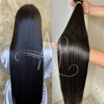 Cabelo Telado/Tecido Castanho Escuro Liso Fibra Russa 80cm 200g