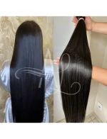 Cabelo Telado/Tecido Castanho Escuro Liso Fibra Russa 80cm 200g