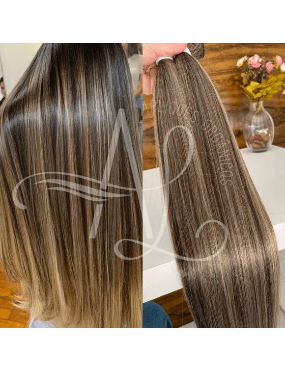 15307300858-6d91yp21hzti18k3imfhp8gzmnt4kb1hibyg-580x756-fill-ffffff.webp Cabelo Telado/Tecido Morena Iluminada #2 Liso Fibra Russa 70cm 150g - Imagem 1