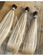 Cabelo Telado/Tecido Loiro Pérola #2 Liso Fibra Russa 80cm 200g - Imagem 5