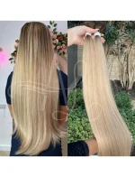 Cabelo Telado/Tecido Loiro Pérola #2 Liso Fibra Russa 80cm 200g