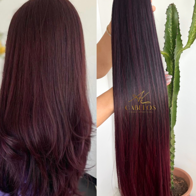 15364511120-untitled-design-4.png Cabelo Telado/Tecido Fibra Europeia Liso 75cm Vermelho Marsala Mesclado - Imagem 1