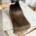 Cabelo Telado Tecido Ombre Hair Mesclado Liso Fibra Russa 70cm 150g - Imagem 4