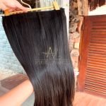 Mega Hair Tic-Tac Castanho Escuro Liso Fibra Bio Luxo Prime. - Imagem 3