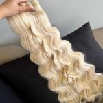 Cabelos Telado/Tecido Loiro Claro Ondulado Fibra Russa 200g 60cm - Imagem 3