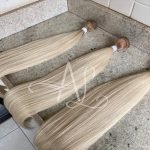 Cabelo Telado/Tecido Loiro Pérola Esfumado Claro Liso Fibra Russa 70cm 150g - Imagem 3