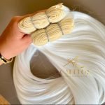 Cabelo Telado/Tecido Branco Neve Liso Fibra Russa 70cm 150g - Imagem 2