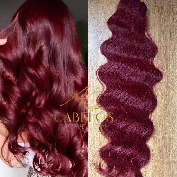 41618ac17a9b0ecc6f011d58211787ff Cabelo Telado/Tecido Vermelho-Bug2 Ondulado Fibra Russa 60cm 200g - Imagem 1