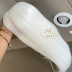 Cabelo Telado/Tecido Branco Neve Liso Fibra Russa 70cm 150g - Imagem 3