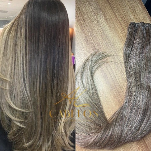 50c913499e58811c7e6f0504ddba2a7a Cabelo Telado Loiro mesclado-TT1B-330-276 Liso Russa 70cm - Imagem 1