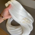 Cabelo Telado/Tecido Branco Neve Liso Fibra Russa 70cm 150g - Imagem 4