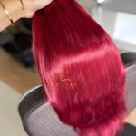 Cabelo Telado/Tecido Vermelho Liso Fibra Russa 70cm 150g - Imagem 5