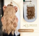 Mega Hair Tic-Tac + Fio Invisible Fibra Russa Suzan 50cm 120g- Loiro Dourado. - Imagem 4
