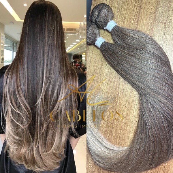 9e433dbed9651627edd6a095900f0958 Cabelo Telado Loiro escuro mesclado T042 Liso Russa 70cm - Imagem 1
