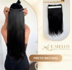 Mega Hair Tic-Tac + Fio Invisible Fibra Russa Cindy 50cm 120g- Preto - Imagem 4