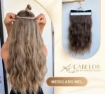 Mega Hair Tic-Tac + Fio Invisible Fibra Russa Suzan 50cm 120g- Mesclado Mel - Imagem 4