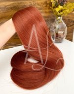 Cabelo Telado/Tecido Ruivo Laranjinha #1 Liso Fibra Russa Ultra Realista 70cm 150g - Imagem 5