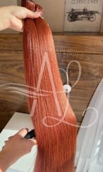 Cabelo Telado/Tecido Ruivo Laranjinha #1 Liso Fibra Russa Ultra Realista 70cm 150g - Imagem 3