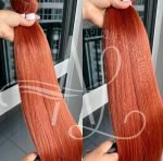 Cabelo Telado/Tecido Ruivo Laranjinha #1 Liso Fibra Russa Ultra Realista 70cm 150g - Imagem 2
