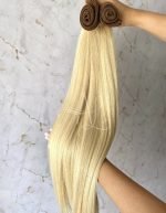 Cabelo Telado/Tecido Loiro Pérola Esfumado Claro Liso Fibra Russa 70cm 150g - Imagem 2