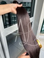 Cabelo Telado/Tecido Castanho Escuro Liso Fibra Russa 70cm 150g - Imagem 5