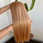 Cabelo Telado/Tecido Fibra Europeia Liso 75cm Loiro Bege Esfumado - Imagem 3