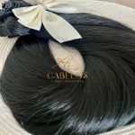 Cabelo Telado/Tecido Fibra Europeia Liso 75cm Preto - Imagem 6