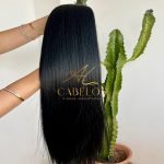 Cabelo Telado/Tecido Fibra Europeia Liso 75cm Preto - Imagem 4