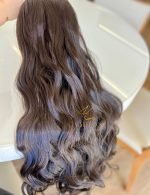 Mega Hair Tic-Tac Castanho Medio Ondulado Fibra Bio Luxo Prime. - Imagem 2