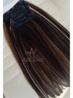 Mega Hair Tic-Tac 4pçs Fibra Russa Liso Morena Iluminada (OP427613#) - Imagem 6
