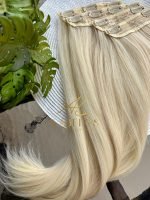 Mega Hair Tic-Tac 4pçs Fibra Russa Liso Loiro (1212/6130#) - Imagem 5