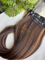 Mega Hair Tic-Tac 4pçs Fibra Russa Liso Morena Iluminada (OP43027#) - Imagem 3
