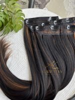 Mega Hair Tic-Tac 4pçs Fibra Russa Liso Morena Iluminada (OP43027#) - Imagem 5