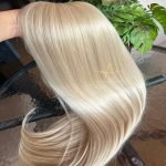 Cabelo Telado/Tecido Loiro Perolado Claro Liso Fibra Russa 70cm 150g - Imagem 2