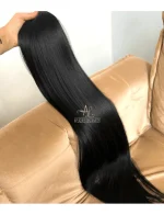 Aplique Rabo de Cavalo Preto Liso Fibra Russa. - Imagem 2