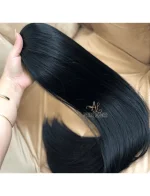 Aplique Rabo de Cavalo Preto Liso Fibra Russa. - Imagem 3