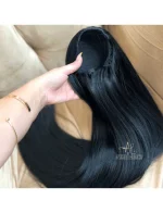 Aplique Rabo de Cavalo Preto Liso Fibra Russa. - Imagem 4