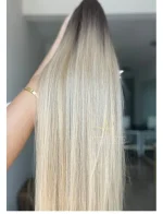 Aplique Rabo de Cavalo Loiro Perolado Esfumado Liso Fibra Russa. - Imagem 6