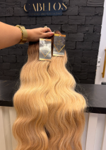 Cabelo Telado/Tecido Loiro Pérola #2 Ondulado Fibra Russa 60cm 200g #55. - Imagem 3