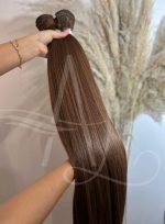Cabelo Telado/Tecido Castanho Natural Claro Fibra Russa 70cm 150g - Imagem 3