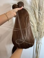 Cabelo Telado/Tecido Castanho Natural Claro Fibra Russa 70cm 150g - Imagem 6