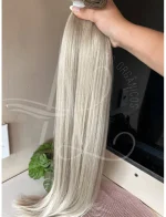 Cabelo Telado/Tecido Loiro Pérola Platinado Liso Fibra Russa Ultra Realista. 70cm 150g - Imagem 2