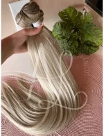 Cabelo Telado/Tecido Loiro Pérola Platinado Liso Fibra Russa Ultra Realista. 70cm 150g - Imagem 4