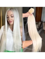 Cabelo Telado/Tecido Loiro Claríssimo Liso Fibra Russa Ultra Realista 70cm 150g