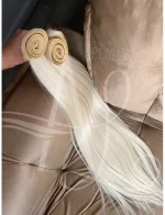 Cabelo Telado/Tecido Loiro Claríssimo Liso Fibra Russa Ultra Realista 70cm 150g - Imagem 4