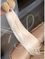 Cabelo Telado/Tecido Loiro Claríssimo Liso Fibra Russa Ultra Realista 70cm 150g - Imagem 5