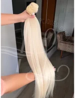 Cabelo Telado/Tecido Loiro Claríssimo Liso Fibra Russa Ultra Realista 70cm 150g - Imagem 6